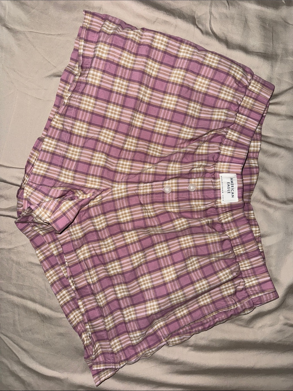 Like new! American Eagle Outfitters Pink and Cream Plaid Boxer Shorts
